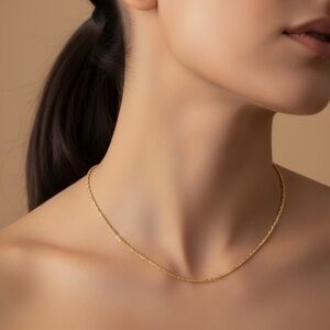 Shimmering Gold Plated Rope Chain Necklace. New.